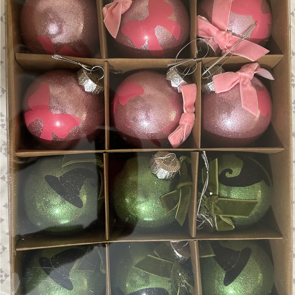 Elegant Holiday Ornament Collection - Pink and Green